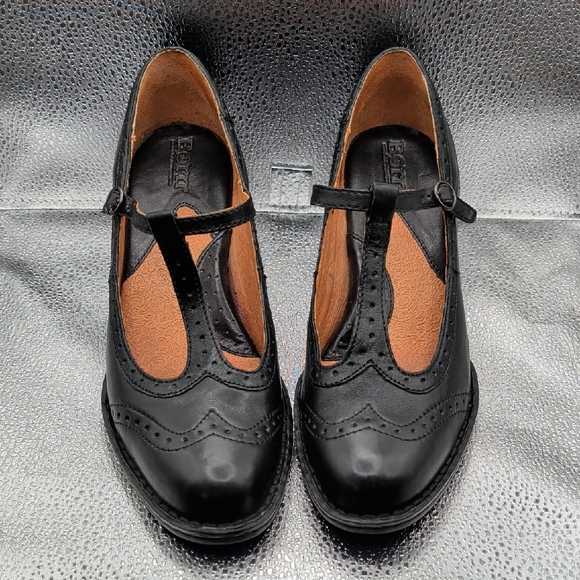 Born Shoes - Born Brogue Black T-Strap Women's Shoes